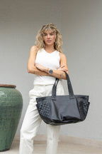 Cartera Cuero Genuino Florencia Grande Negro