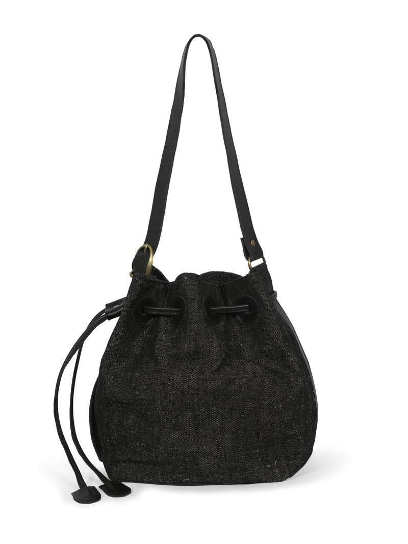 Cartera Miel Lino Negro