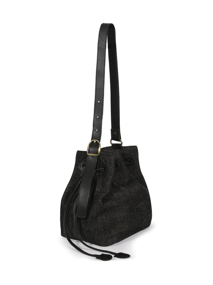 Cartera Miel Lino Negro