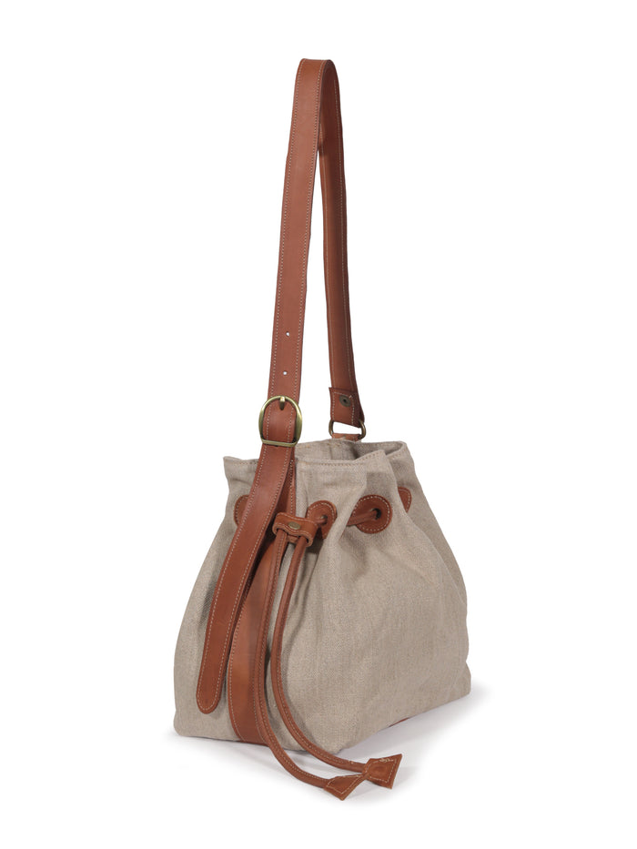 Cartera Miel Lino Crudo Camel