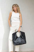 Cartera Cuero Genuino Gracia Negro Grande