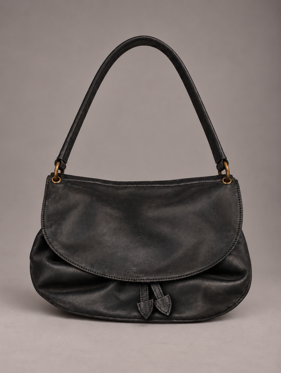 Cartera Cuero Genuino Margarita Negro Grande