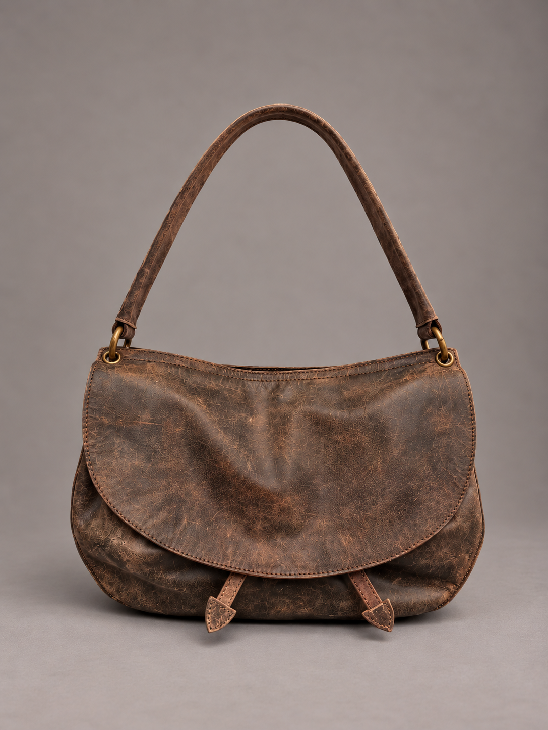 Cartera Cuero Genuino Margarita Taupe Grande