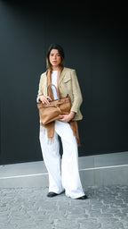 Cartera de Cuero Genuino Lia Camel