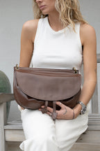 Cartera Cuero Genuino Margarita Chocolate Mediana