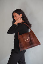 Cartera de Cuero Genuino Teresita CR Café