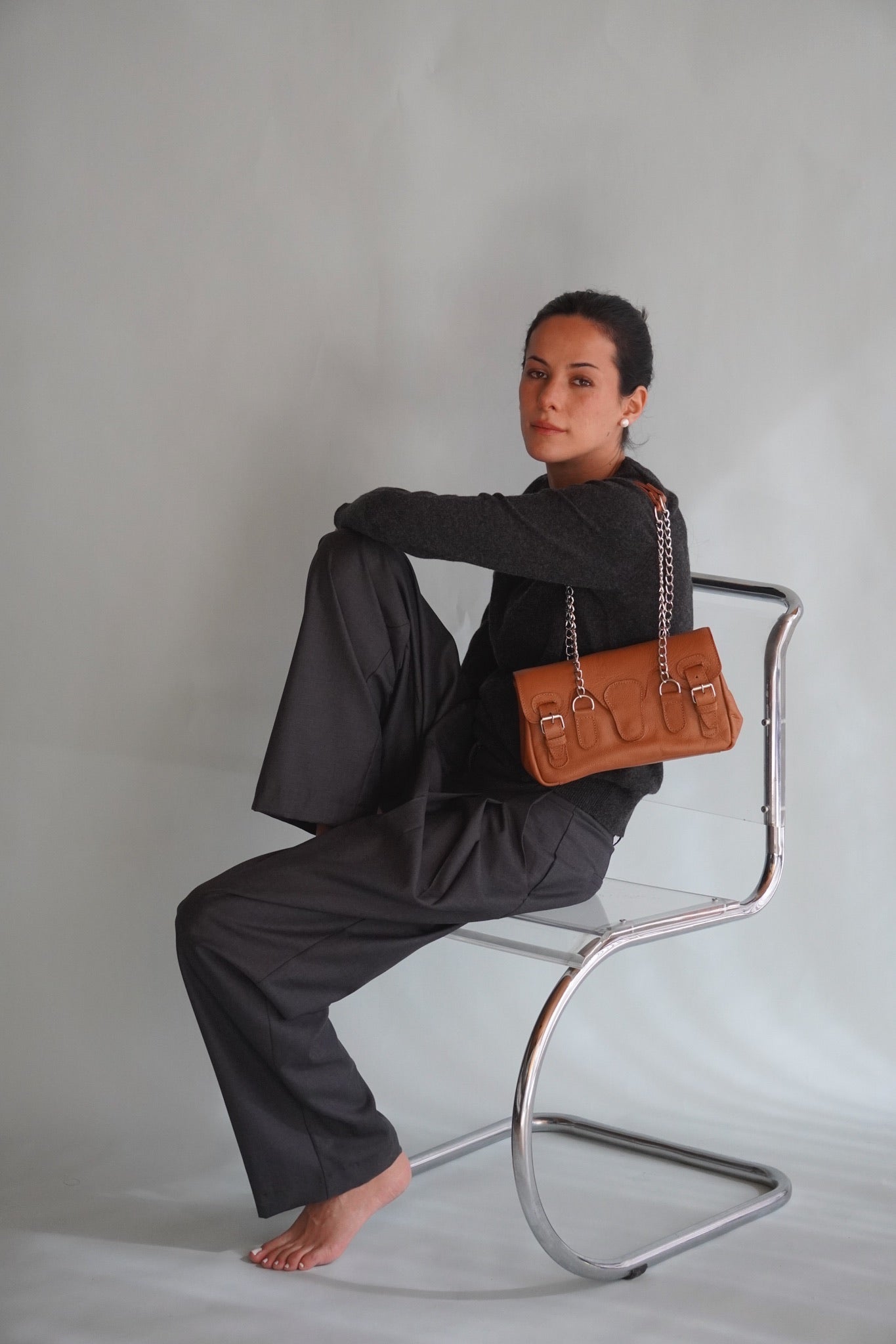 Cartera de Cuero Genuino Aurora Camel