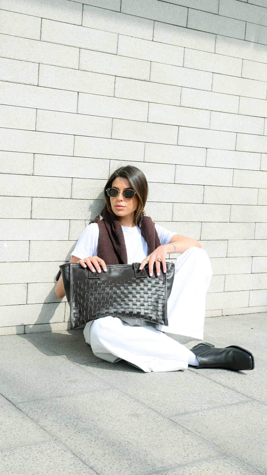 Cartera de Cuero Genuino Macarena Tote Chocolate