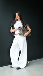 Cartera de Cuero Genuino Laura Taupe