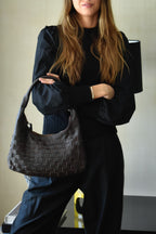 Cartera de Cuero Genuino Macarena Mini Chocolate