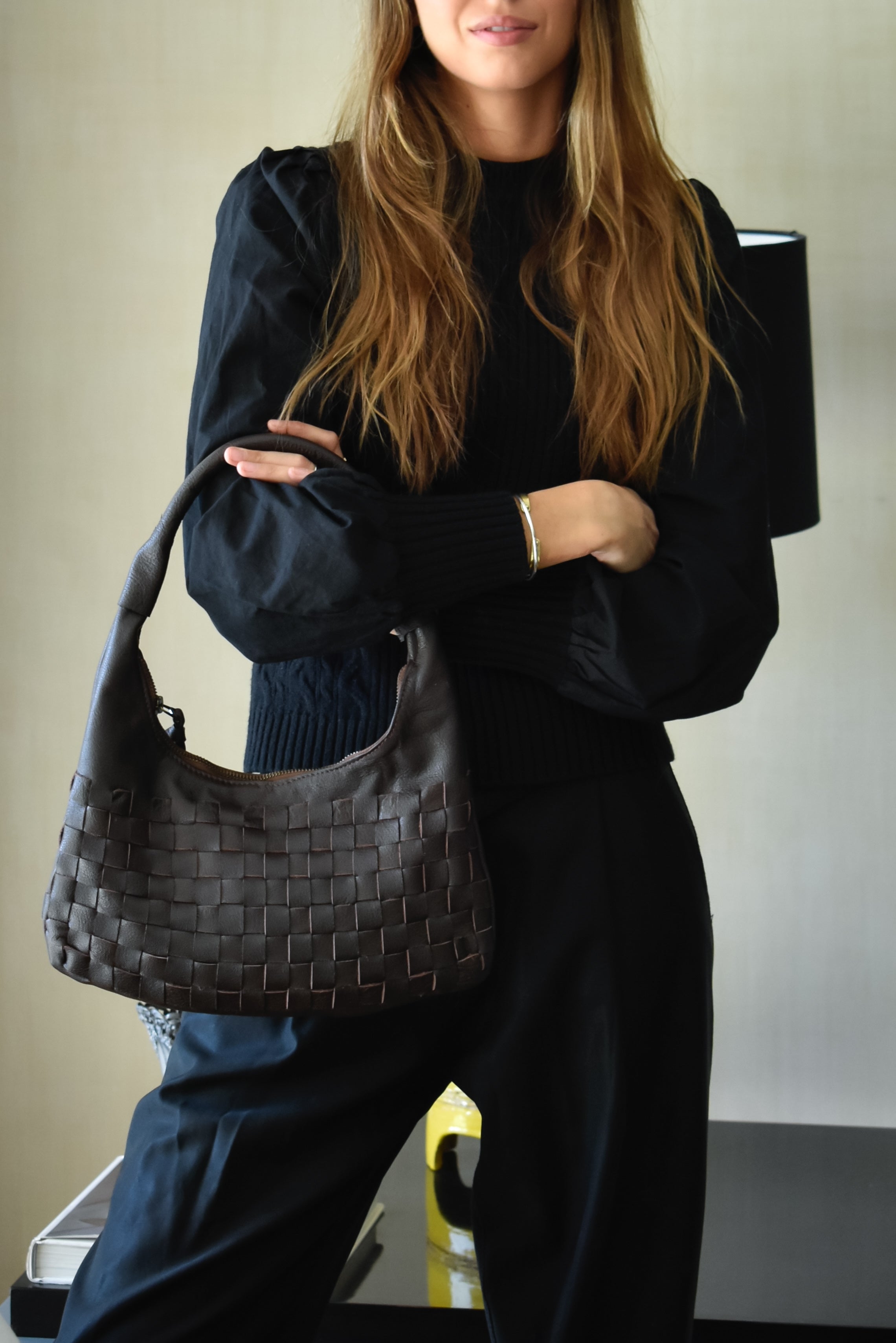 Cartera de Cuero Genuino Macarena Mini Chocolate