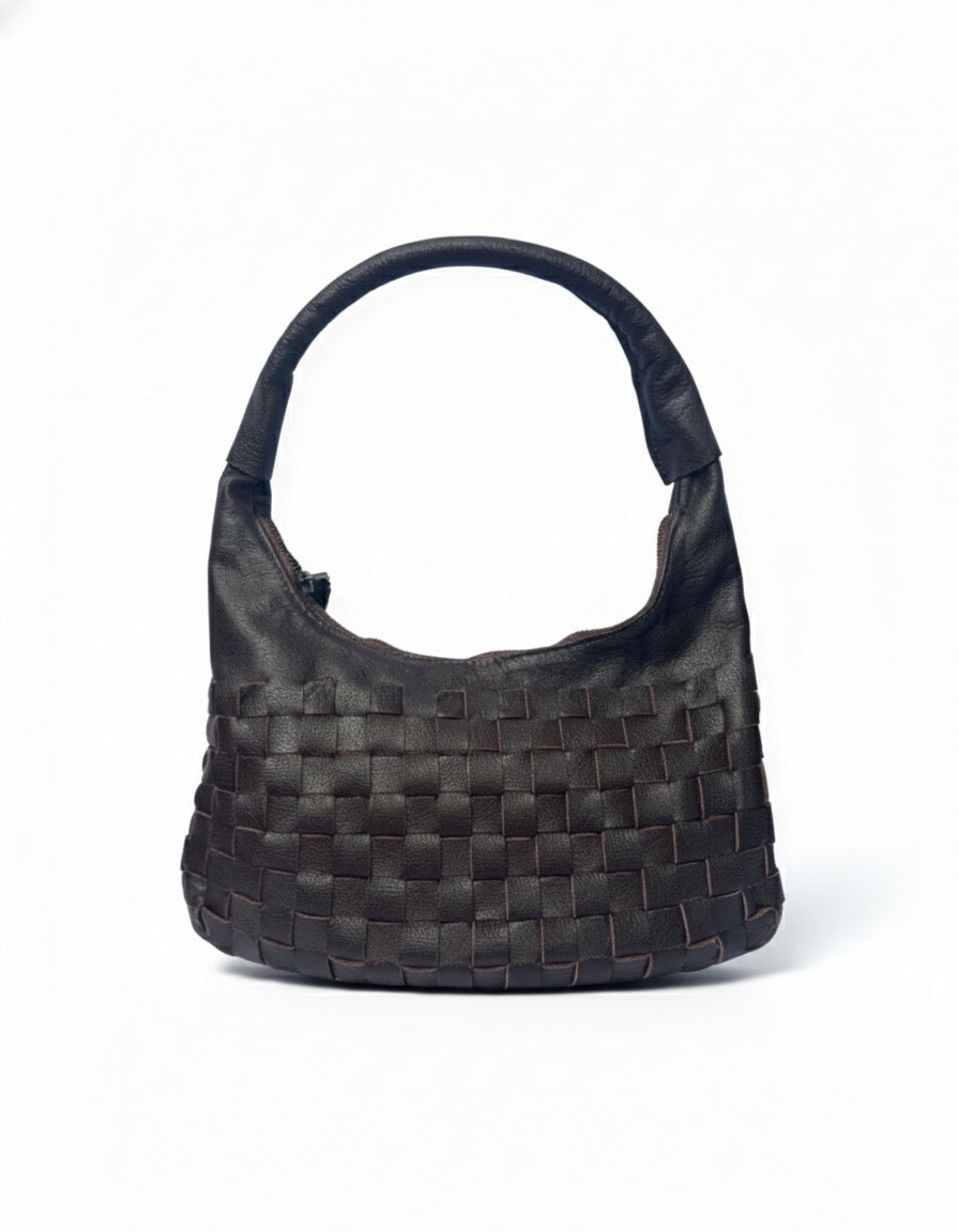 Cartera de Cuero Genuino Macarena Mini Chocolate