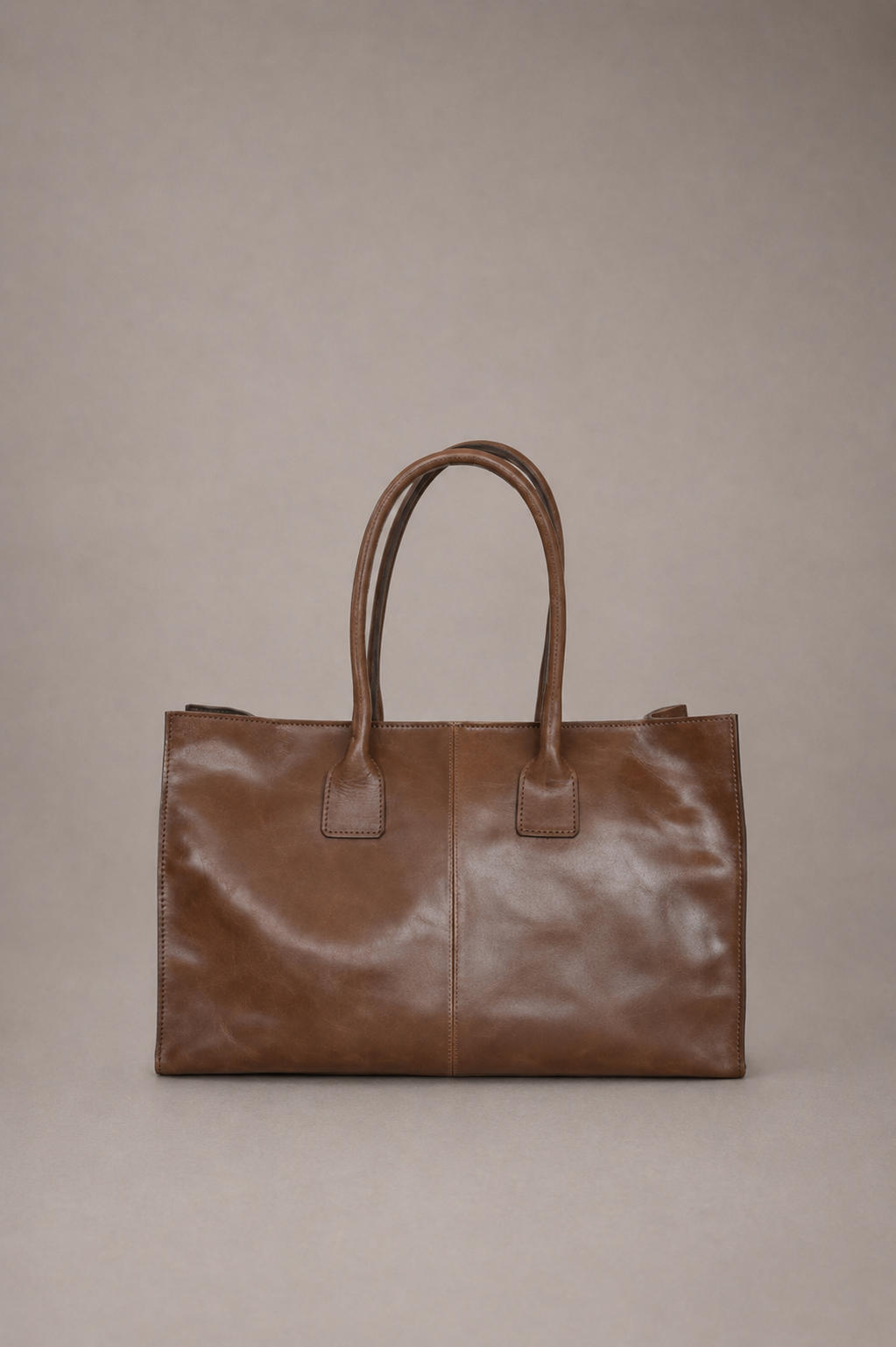 Cartera  Cuero Genuino Elena Chocolate Mediana
