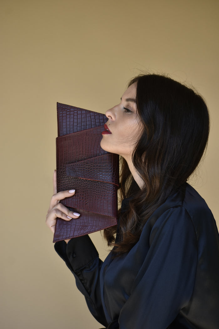 Clutch Consuelo Croco  Burdeo