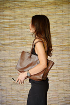 Cartera  Cuero Genuino Elena Chocolate