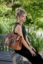 Cartera Cuero Genuino Lila Camel Moro