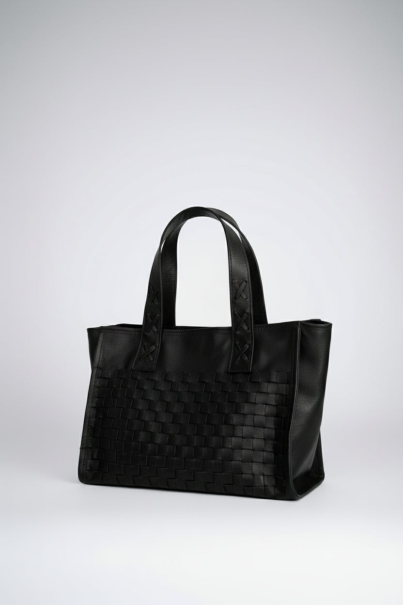 Cartera Cuero Genuino Macarena Tote Negra