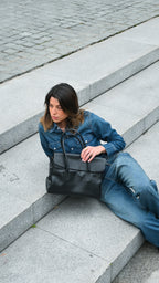 Cartera de Cuero Genuino Laura Negra