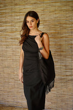 Cartera Tela y Cuero Nina Negro