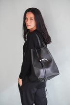 Cartera de Cuero Genuino Cecilia Negro