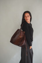 Cartera de Cuero Genuino Cecilia CR Camel