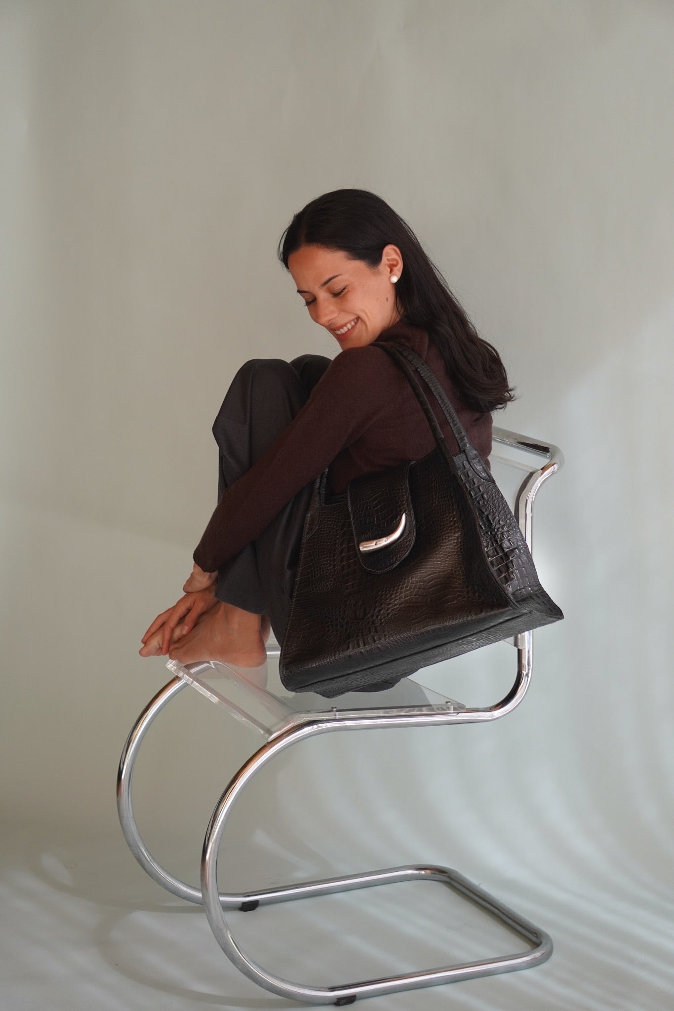 Cartera de Cuero Genuino Teresita CR Negro