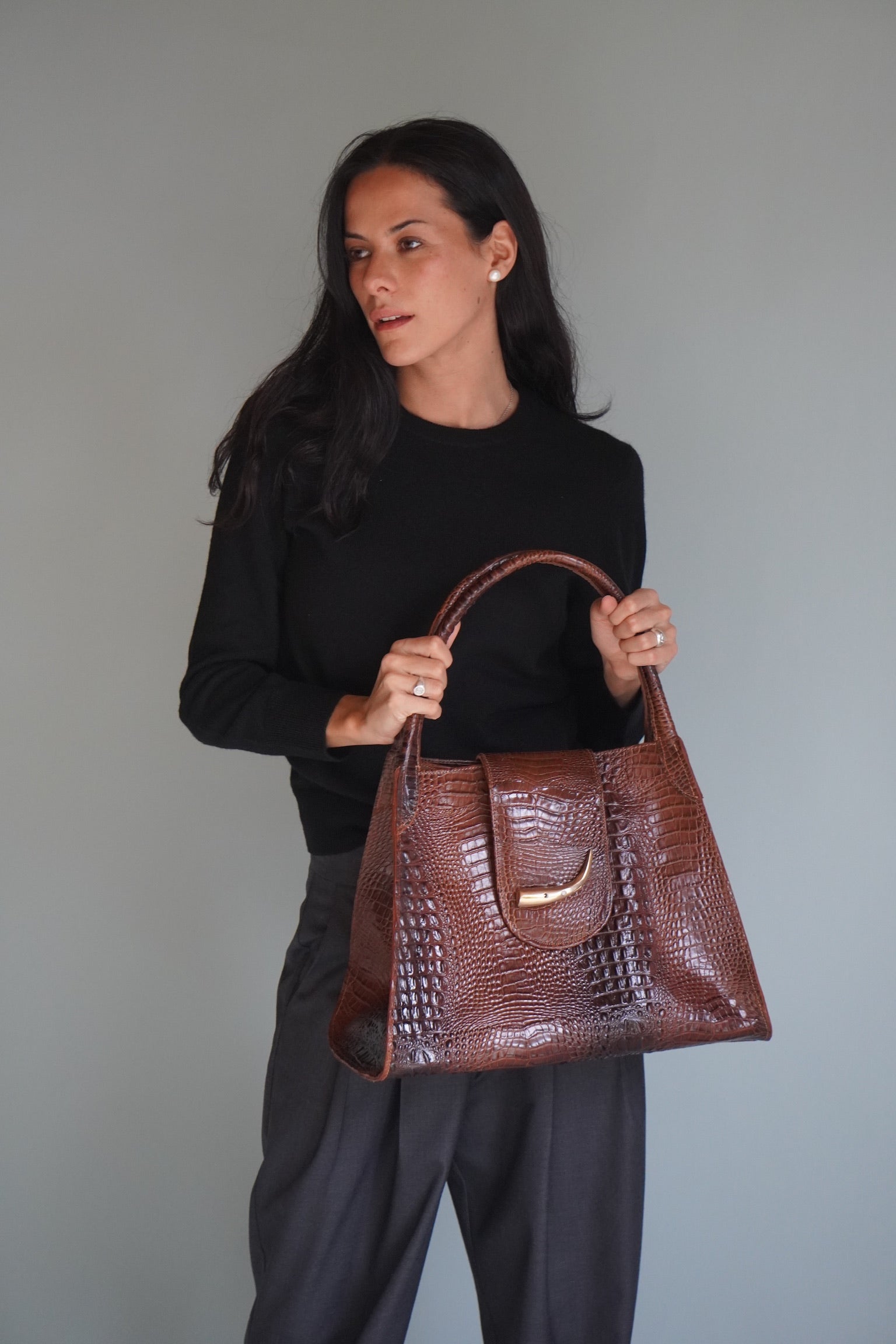 Cartera de Cuero Genuino Teresita M CR Café
