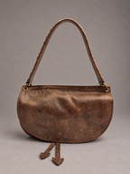 Cartera Cuero Genuino Margarita Taupe Mediana