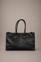 Cartera Cuero Genuino Elena Negro Grande