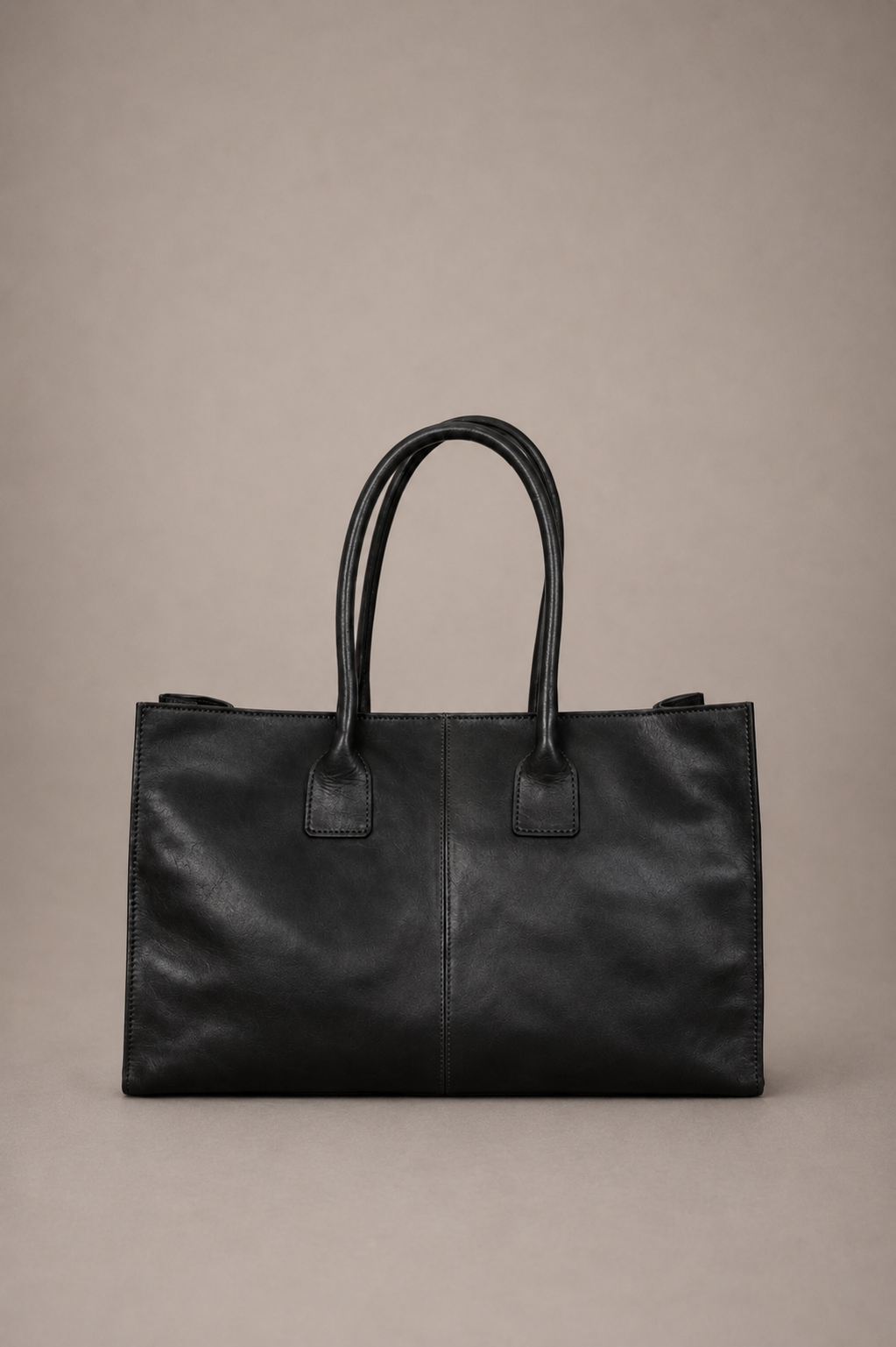 Cartera Cuero Genuino Elena Negro Grande