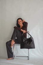 Cartera Cuero Genuino Clara Midi Negro