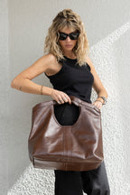 Cartera Cuero Genuino Gracia chocolate Grande