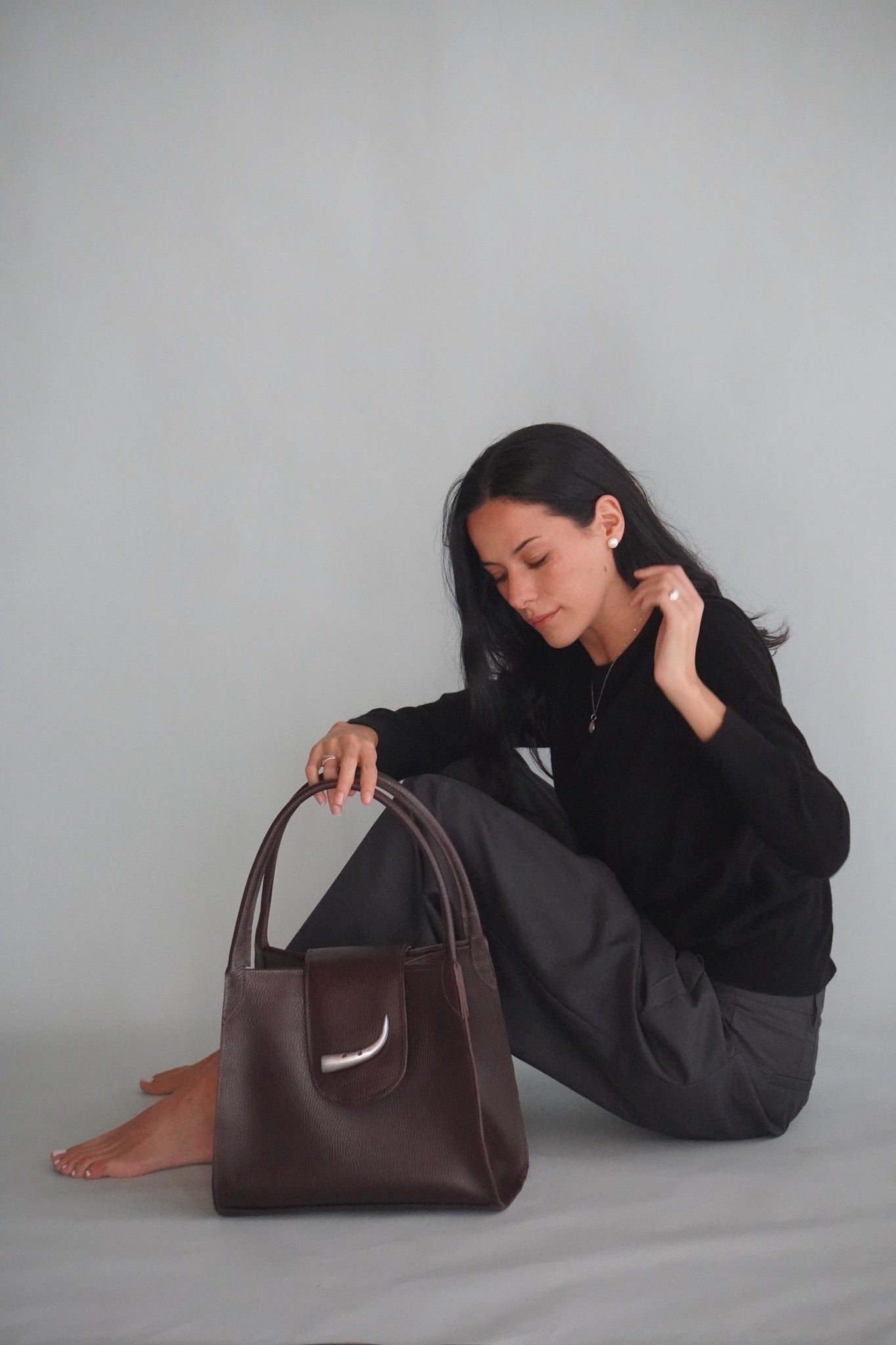 Cartera de Cuero Genuino Teresita M Chocolate