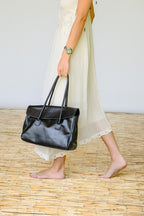 Cartera Cuero Genuino Laura Negra