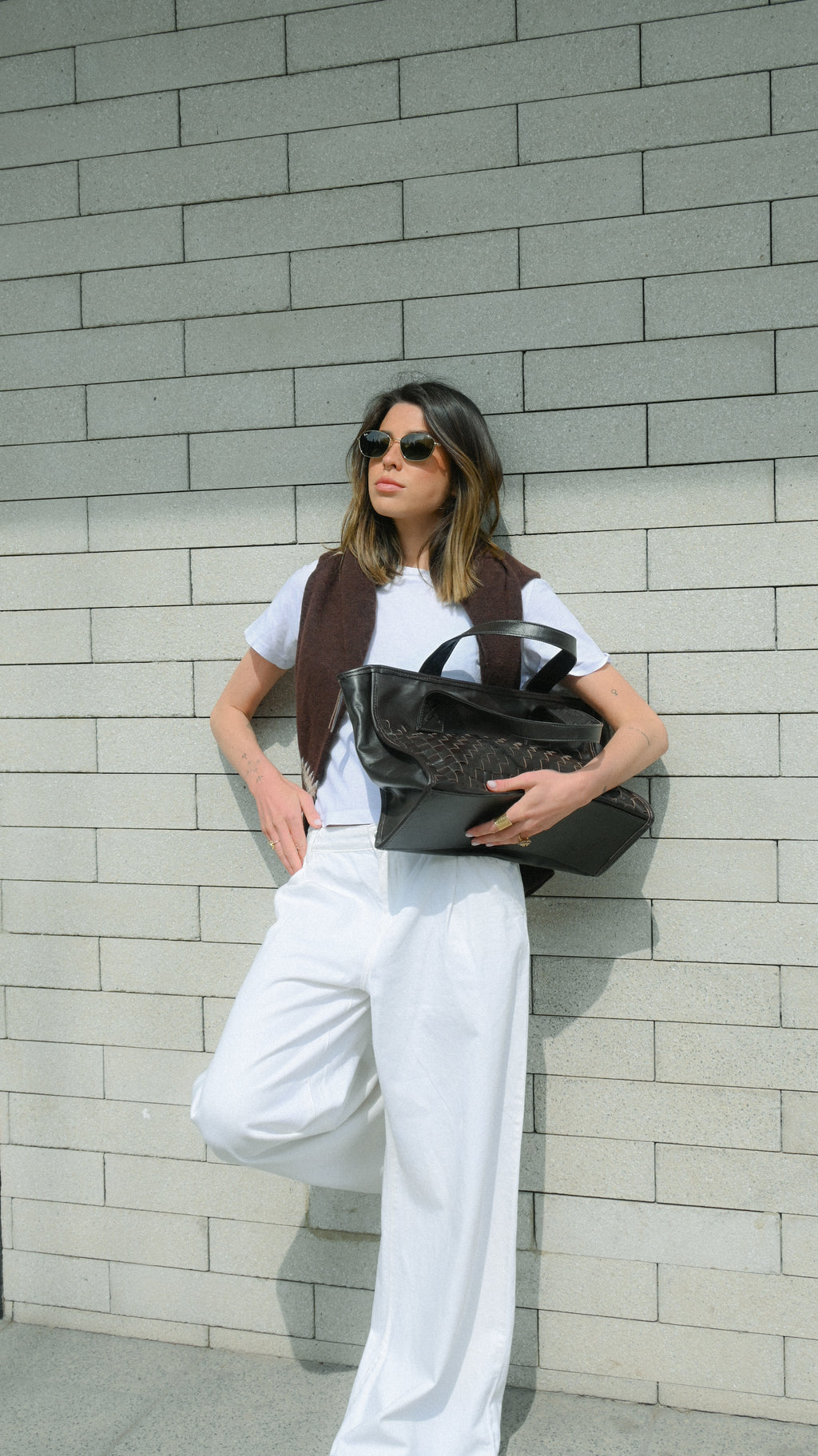 Cartera de Cuero Genuino Macarena Tote Chocolate