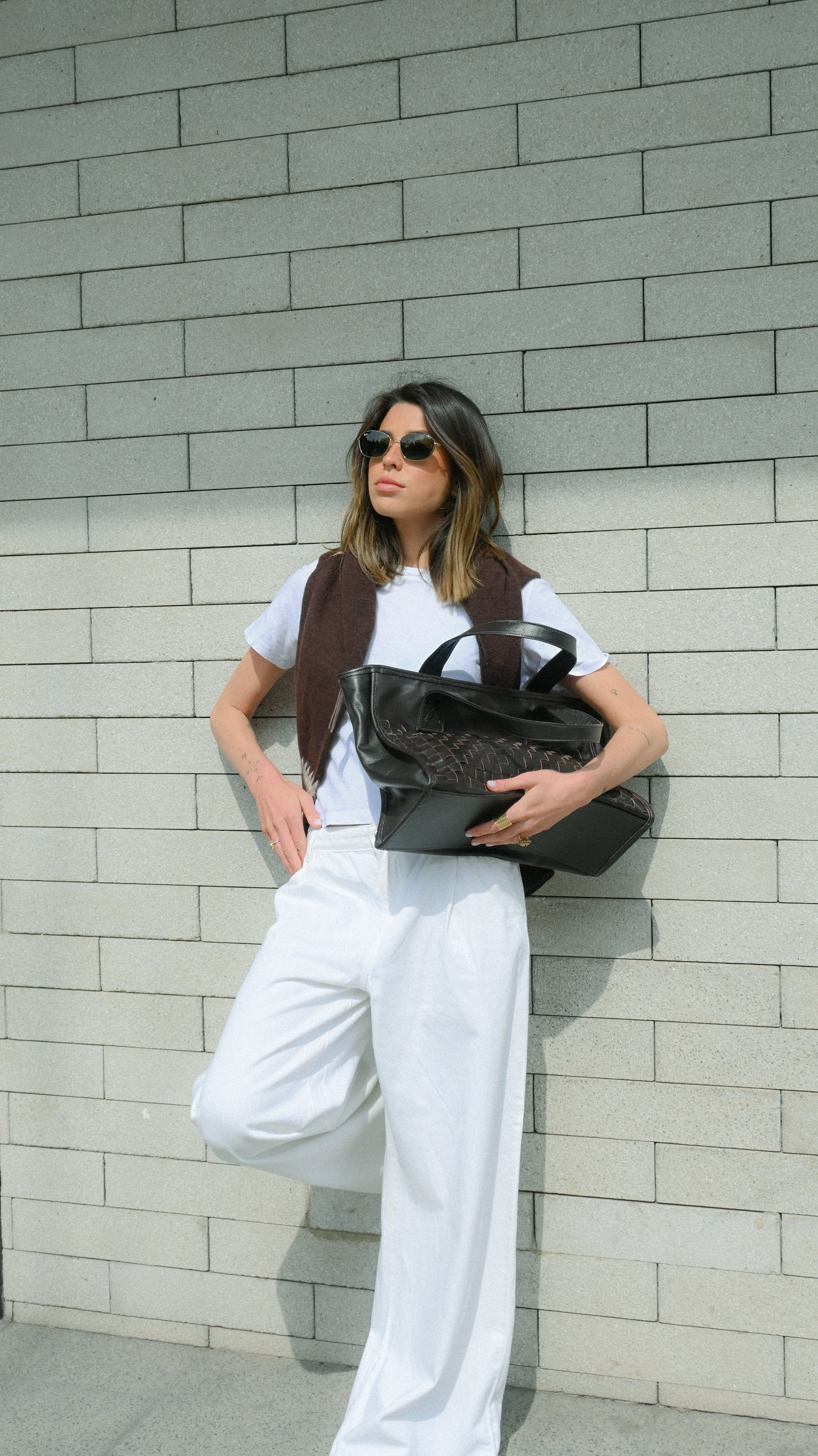 Cartera de Cuero Genuino Macarena Tote Chocolate