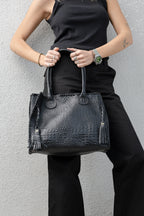 Cartera Cuero Genuino Rocio CR Negro