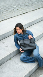 Cartera de Cuero Genuino Laura Negra