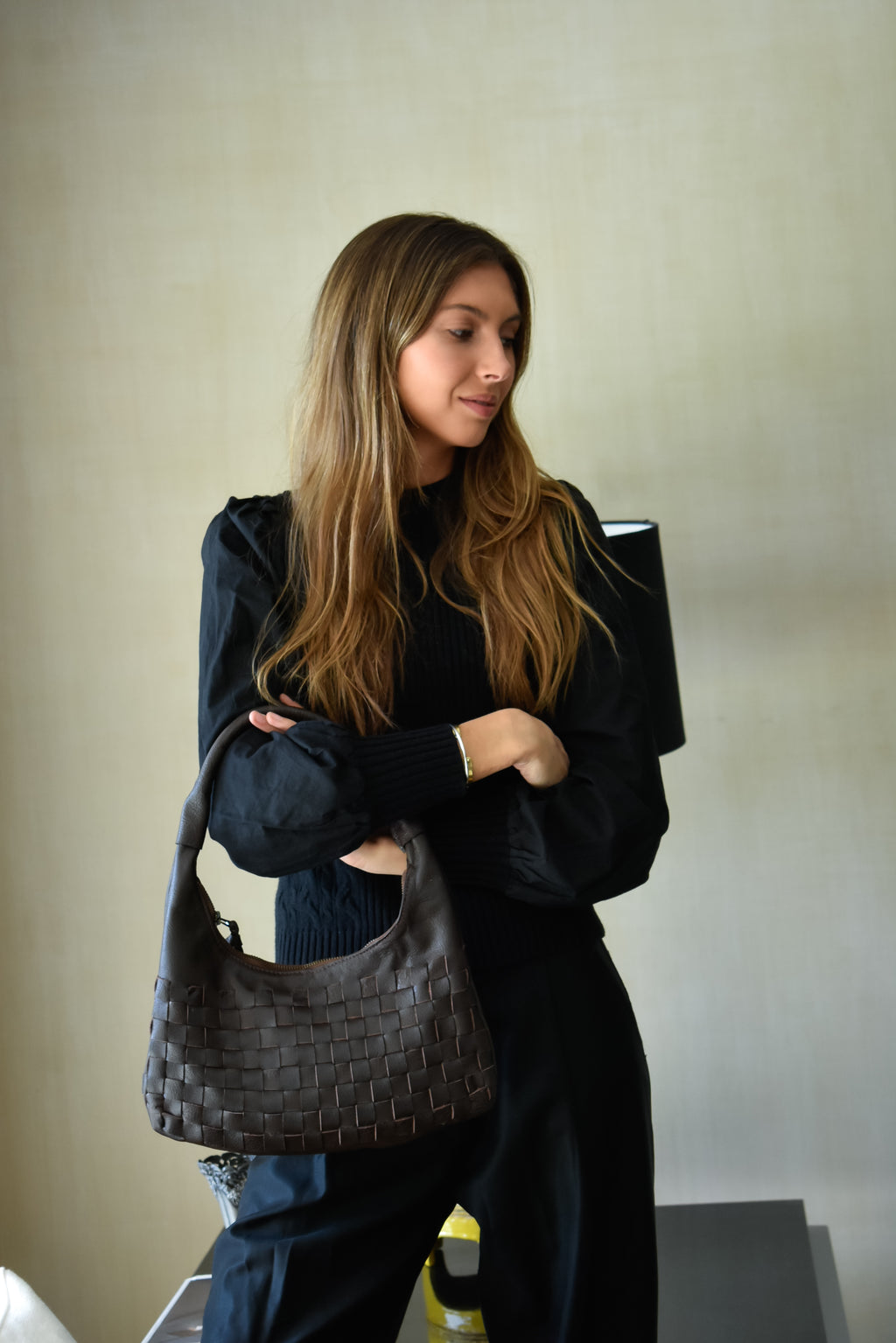 Cartera de Cuero Genuino Macarena Mini Chocolate