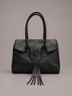 Cartera Cuero Genuino Lila Negro