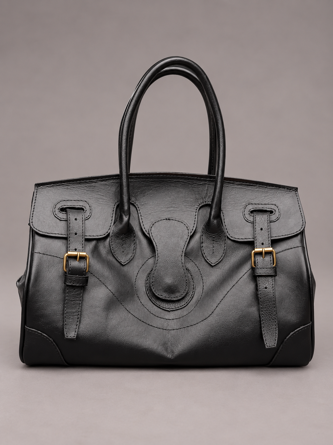 Cartera Cuero Genuino Paz Negra