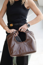 Cartera Cuero Genuino Gracia chocolate Mediana