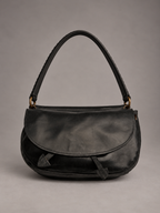 Cartera Cuero Genuino Margarita Negro Mediana