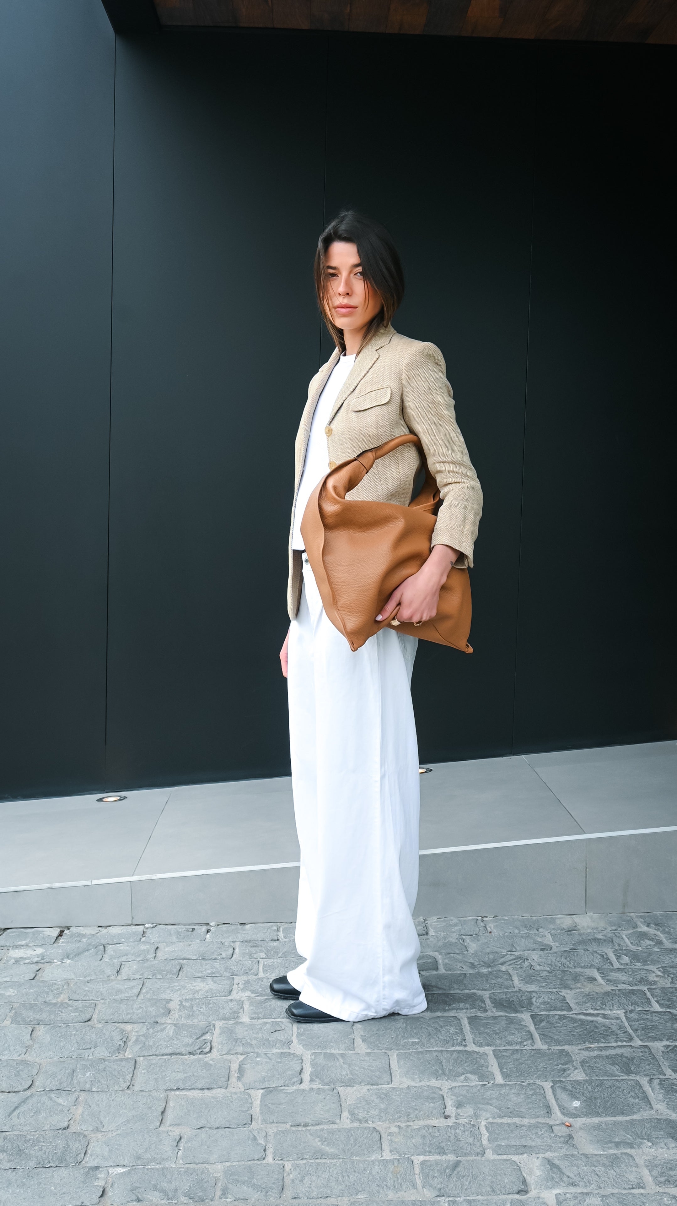 Cartera de Cuero Genuino Clara Maxi Camel