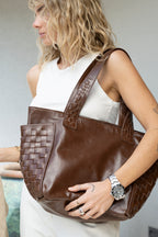 Cartera Cuero Genuino Florencia Chocolate Mediana