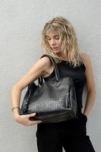 Cartera Cuero Genuino Rocio CR Negro