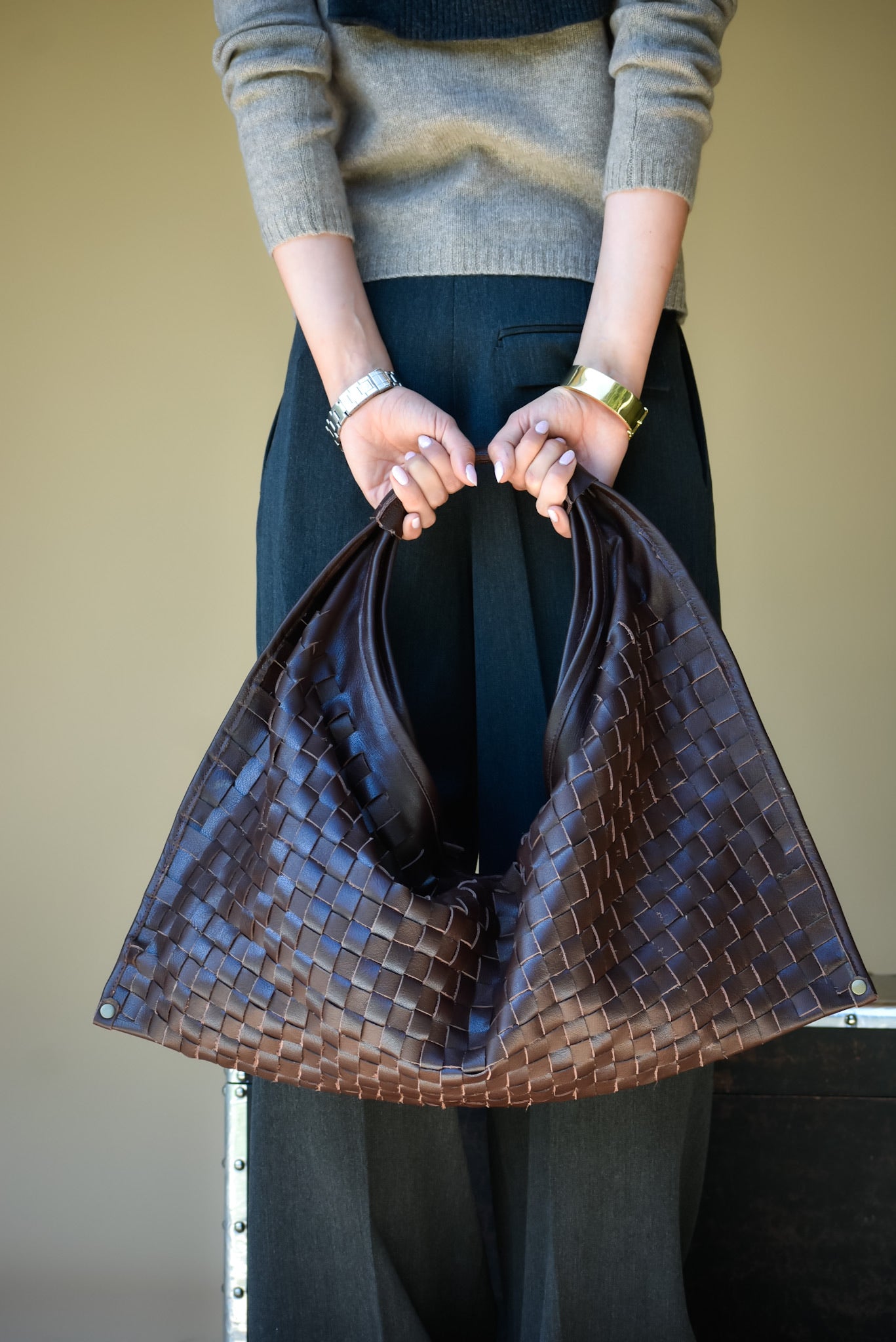 Cartera Cuero Genuino Macarena Maxi Chocolate