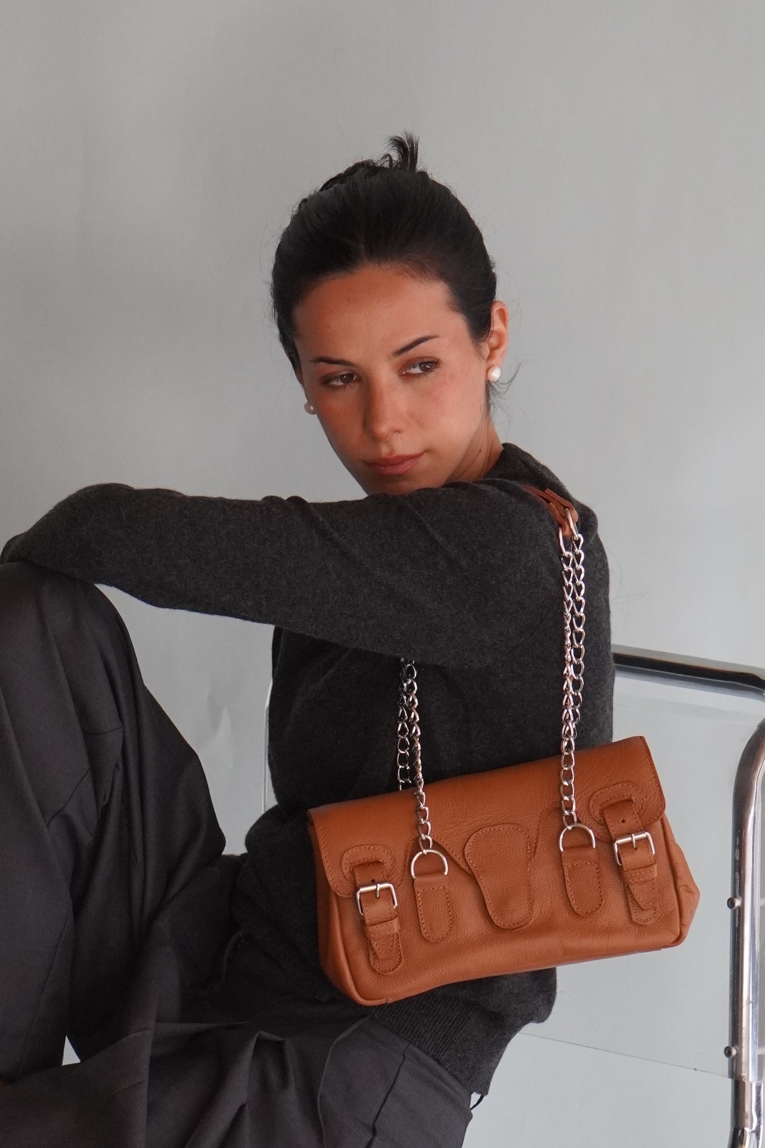 Cartera de Cuero Genuino Aurora Camel