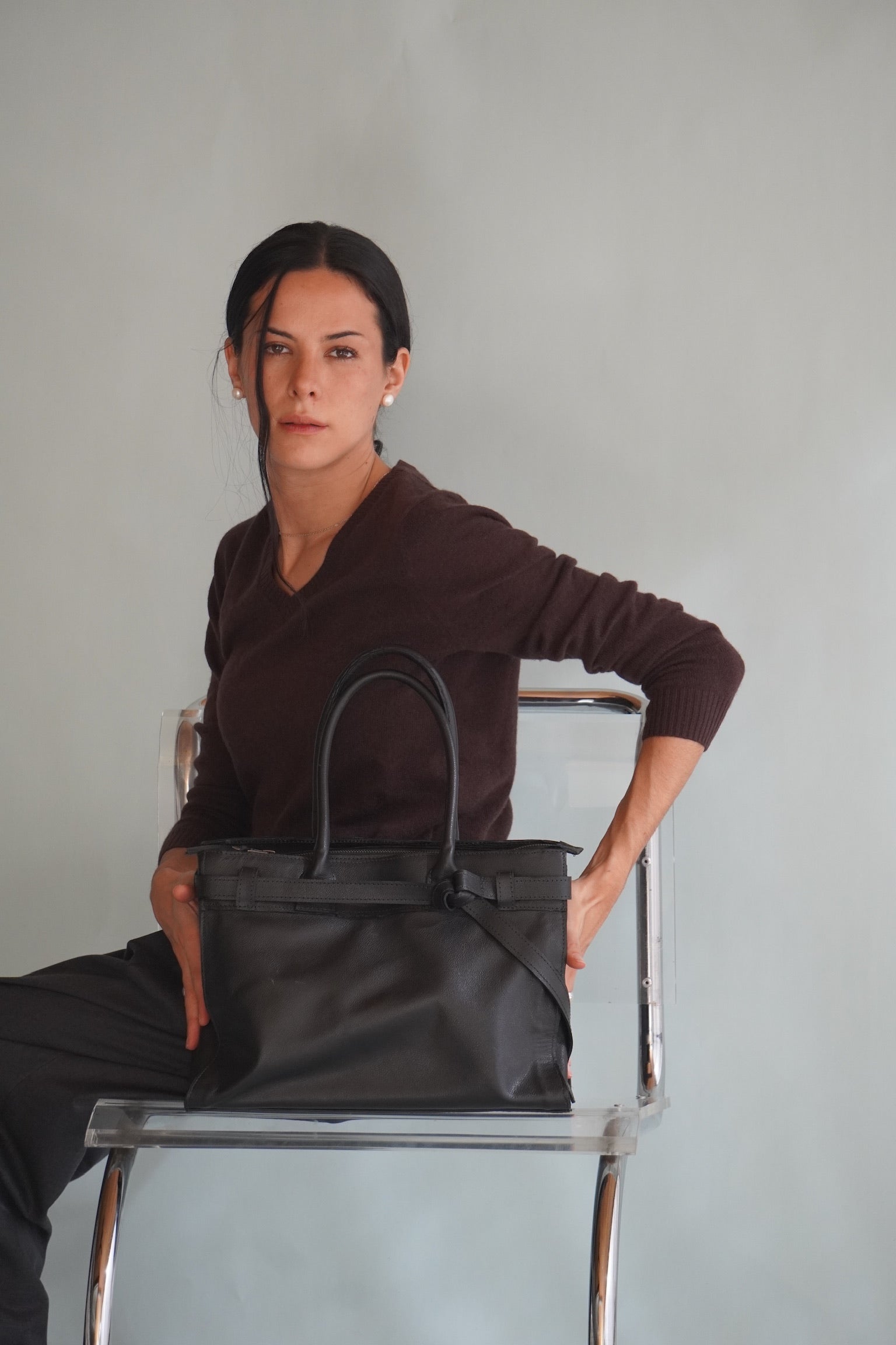 Cartera Cuero Genuino Lia Negro