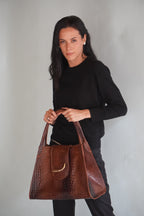 Cartera de Cuero Genuino Teresita CR Café